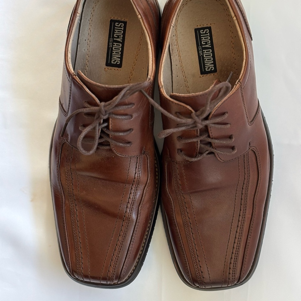 Stacy Adams Corrado Men’s Brown Leather Bike Toe Lace -Up  Oxford Shoes Size 8.5